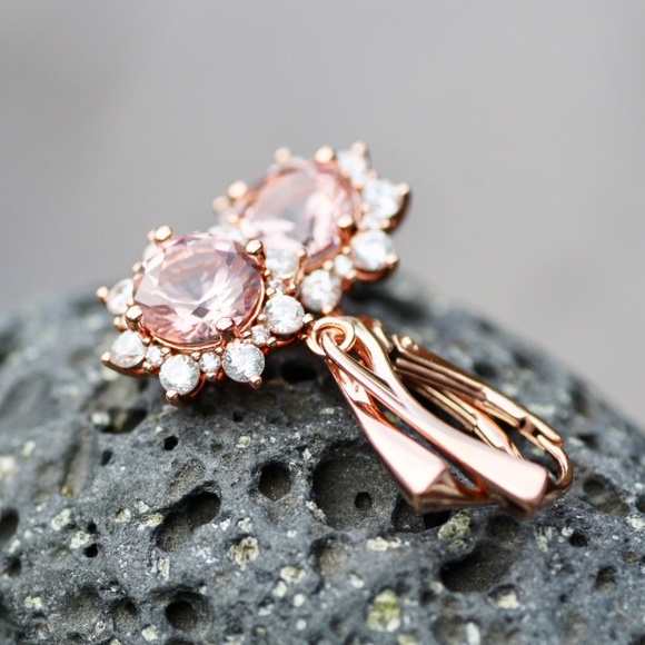 Pink Morganite Earrings Rose Gold , Handmade , Alternate May Birthstone - Picture 5 of 8